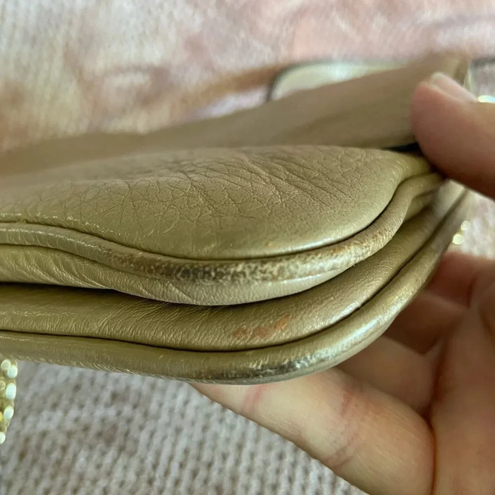 Michael Kors Bedford Double Gusset Large Crossbody Bag,  Soft Pink Tan & Gold
